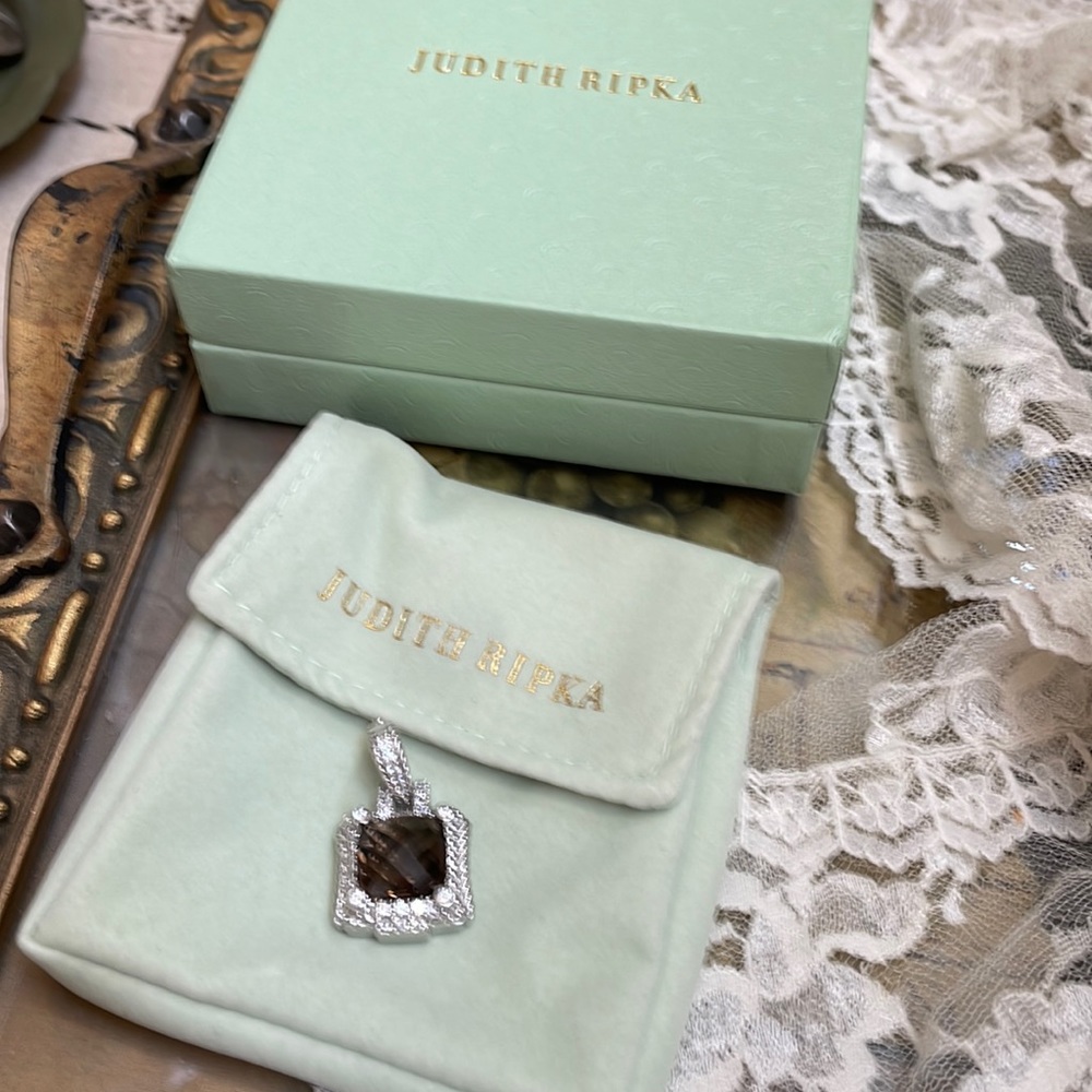 Judith Ripka Sterling Smokey Quartz Charm pendant enhancer